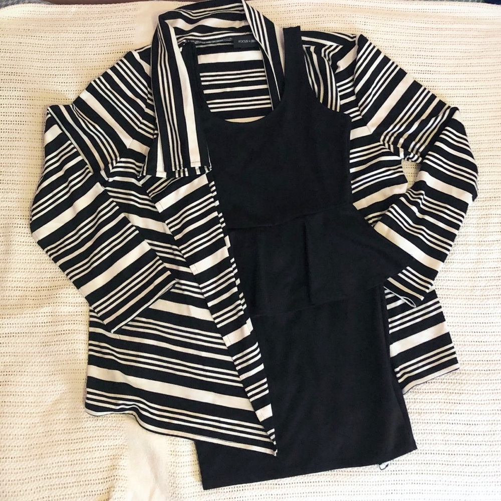 Black and White Striped Cardigan